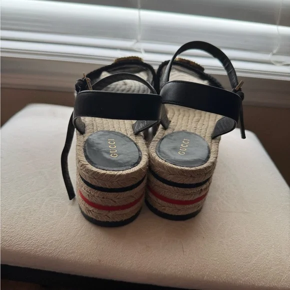 Gucci Black and Cream Espadrilles with GG Logo